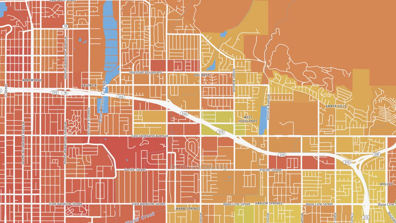 NE-Sterling, San Bernardino, CA Map of Murder Rates