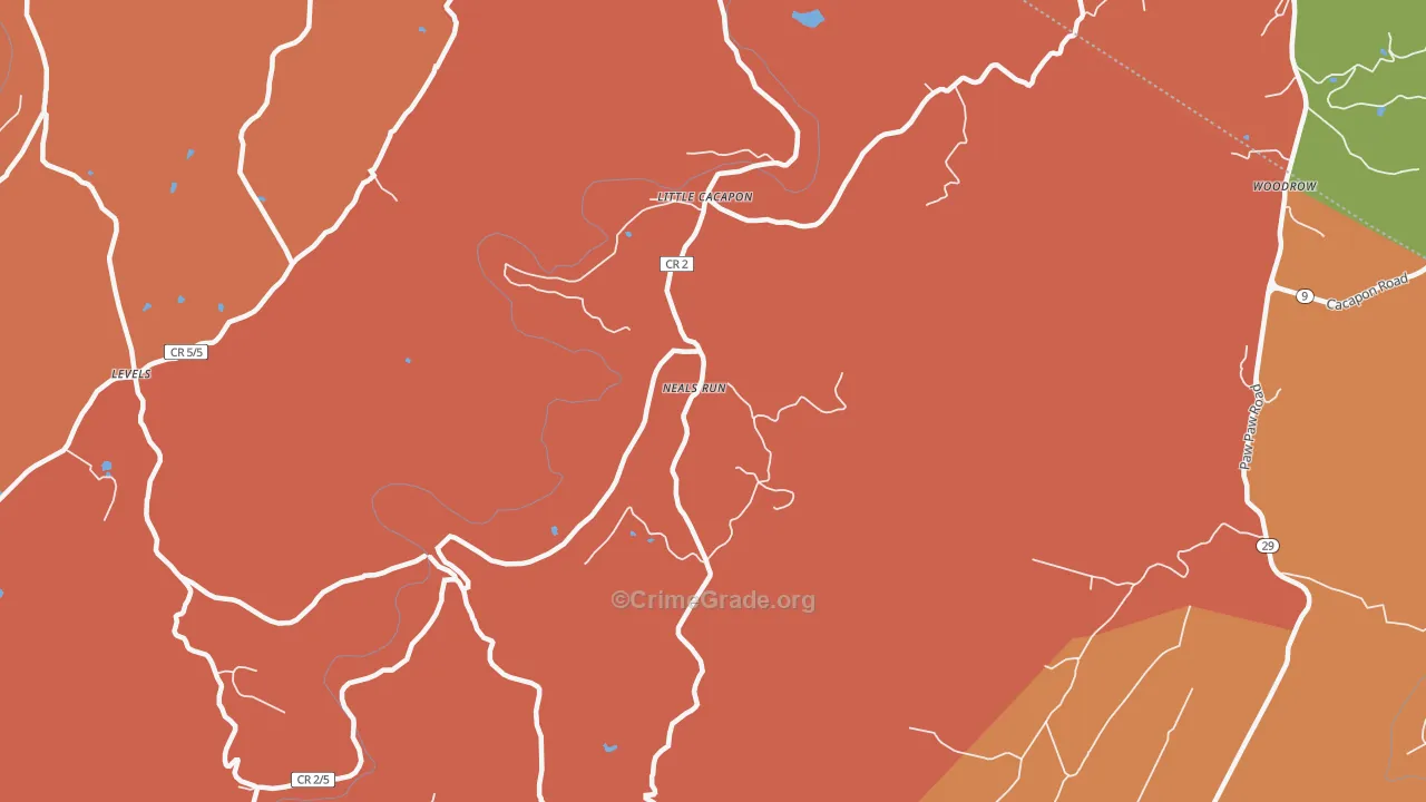 Neals Run, WV Map of Murder Rates