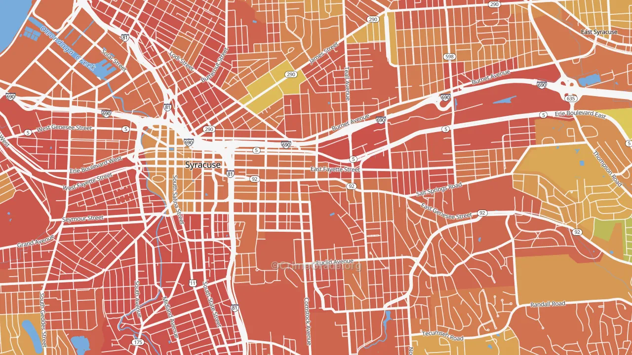 Near Eastside, Syracuse, NY Map of Murder Rates