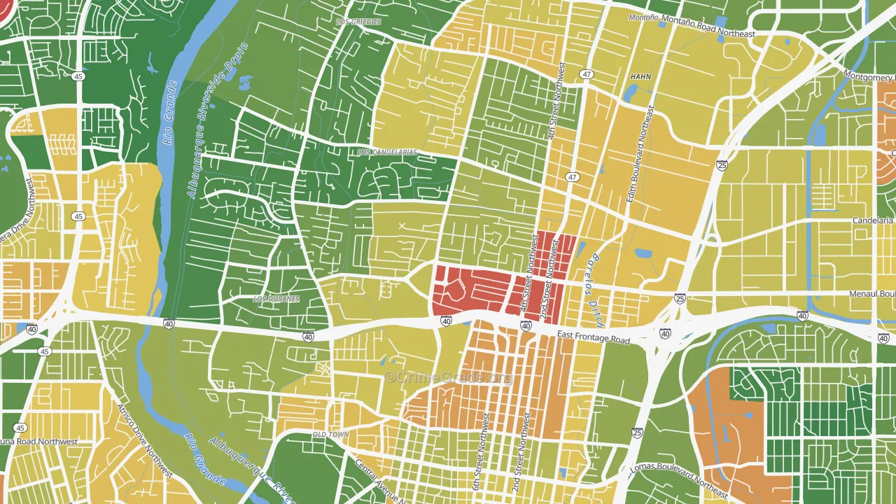 Near N Valley, Albuquerque, NM Map of Murder Rates