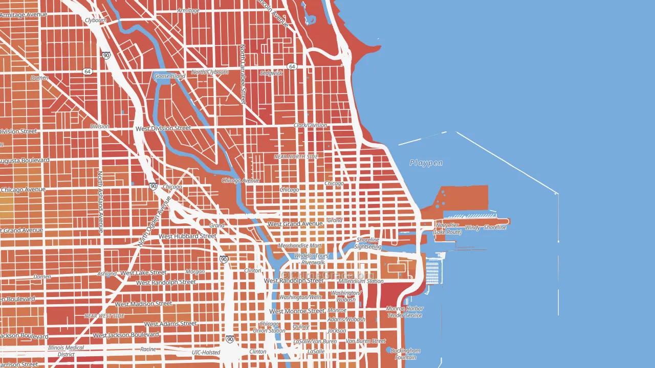 Near North Side, Chicago, IL Map of Murder Rates