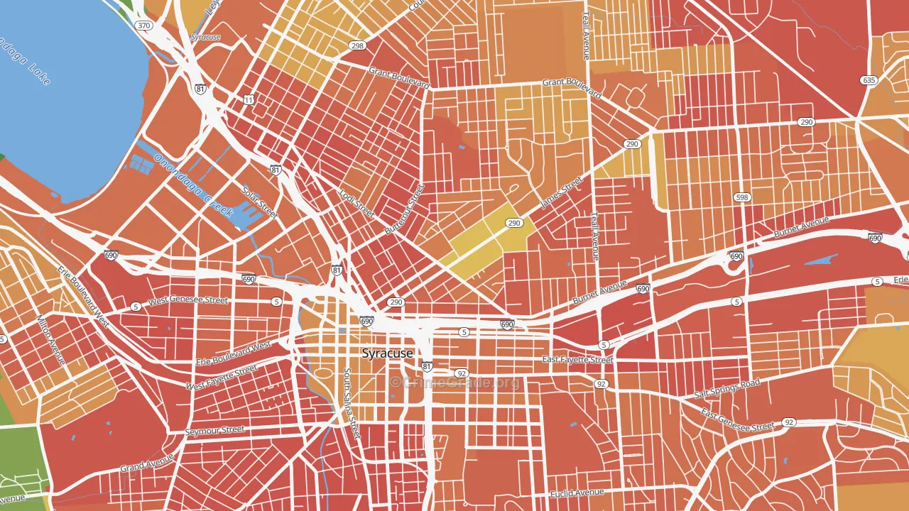 Near Northeast, Syracuse, NY Map of Murder Rates