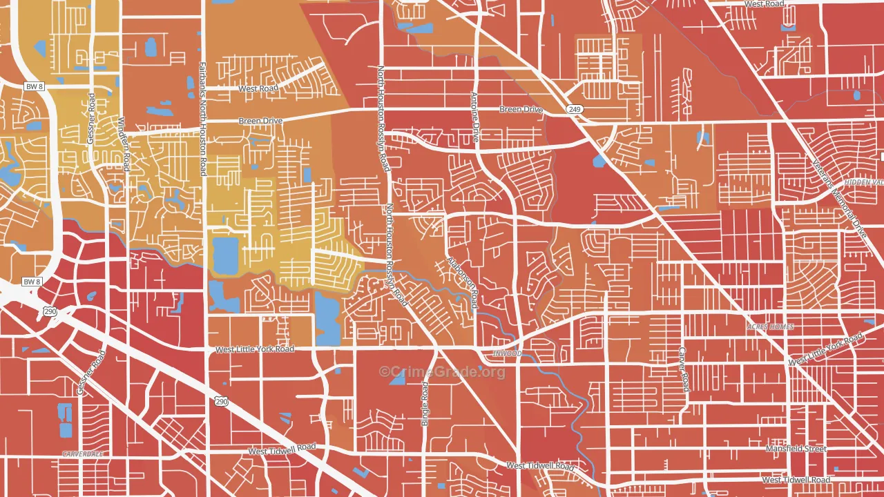 Near Northwest, Houston, TX Map of Murder Rates