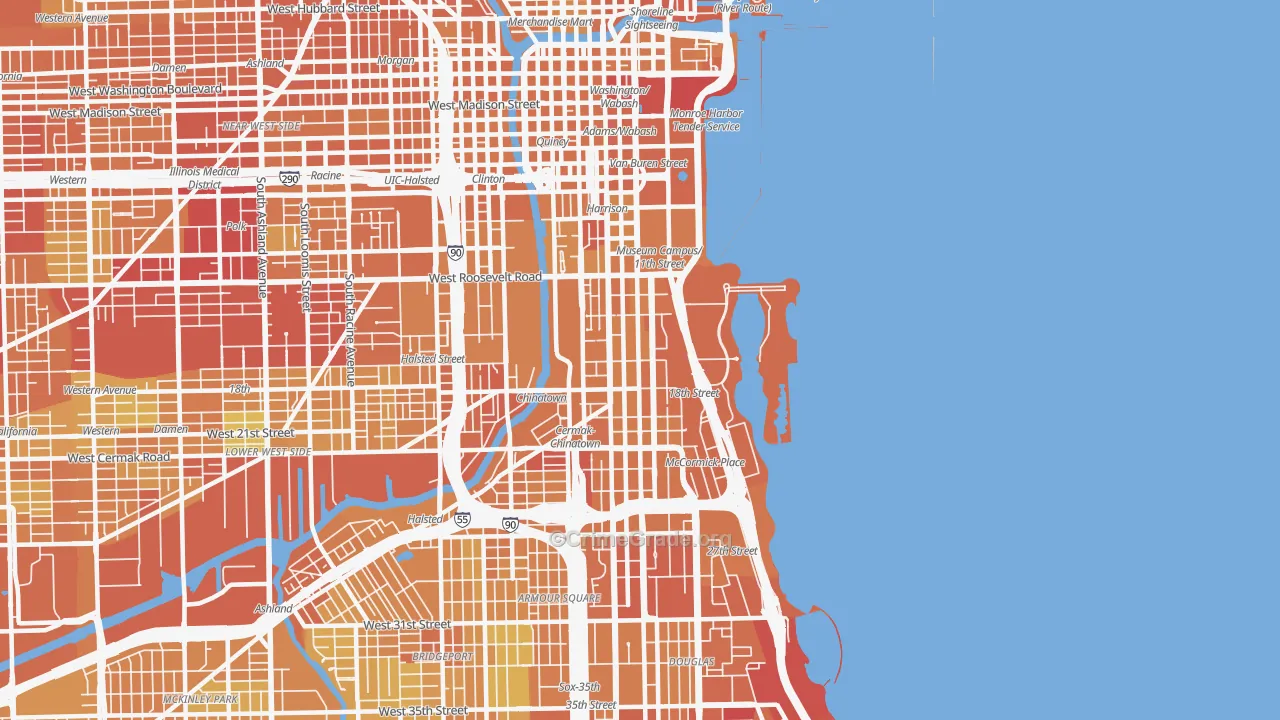 Near South Side, Chicago, IL Map of Murder Rates