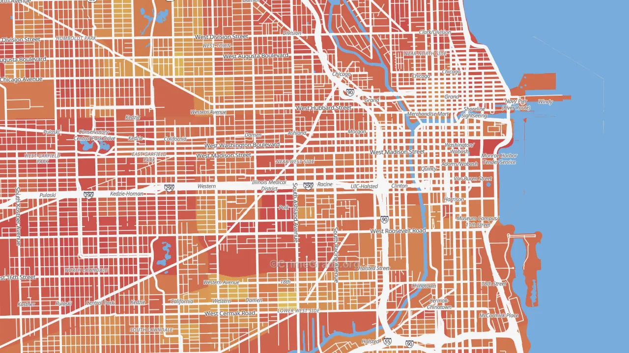 Near West Side, Chicago, IL Map of Murder Rates