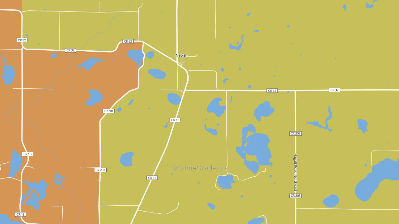 Nebish, MN Map of Murder Rates