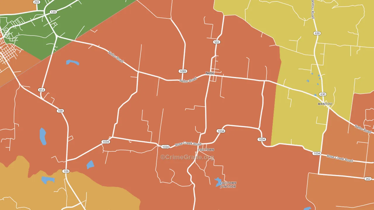 Nebo, KY Map of Murder Rates