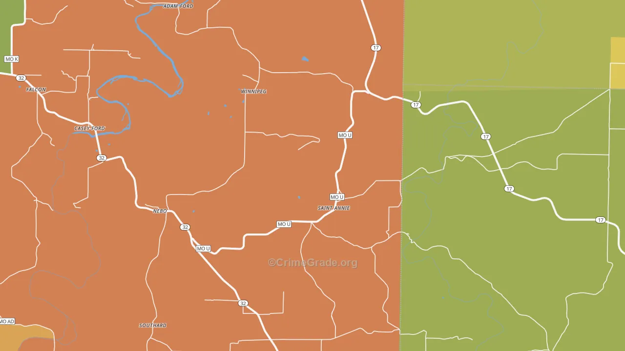 Nebo, MO Map of Murder Rates