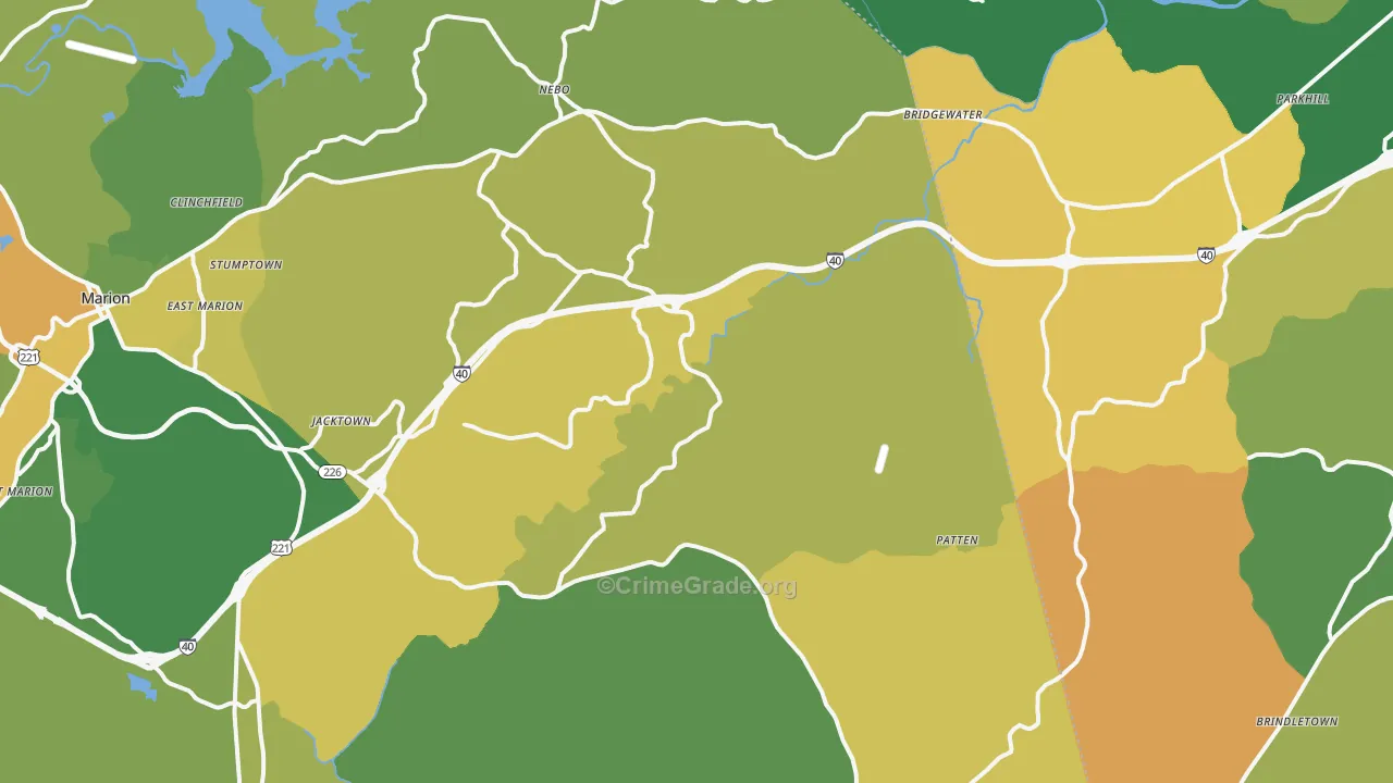 Nebo, NC Map of Murder Rates