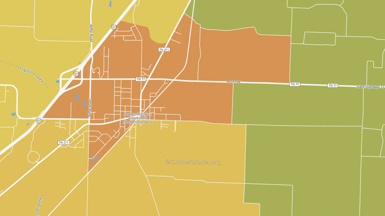 Neboville, TN Map of Murder Rates