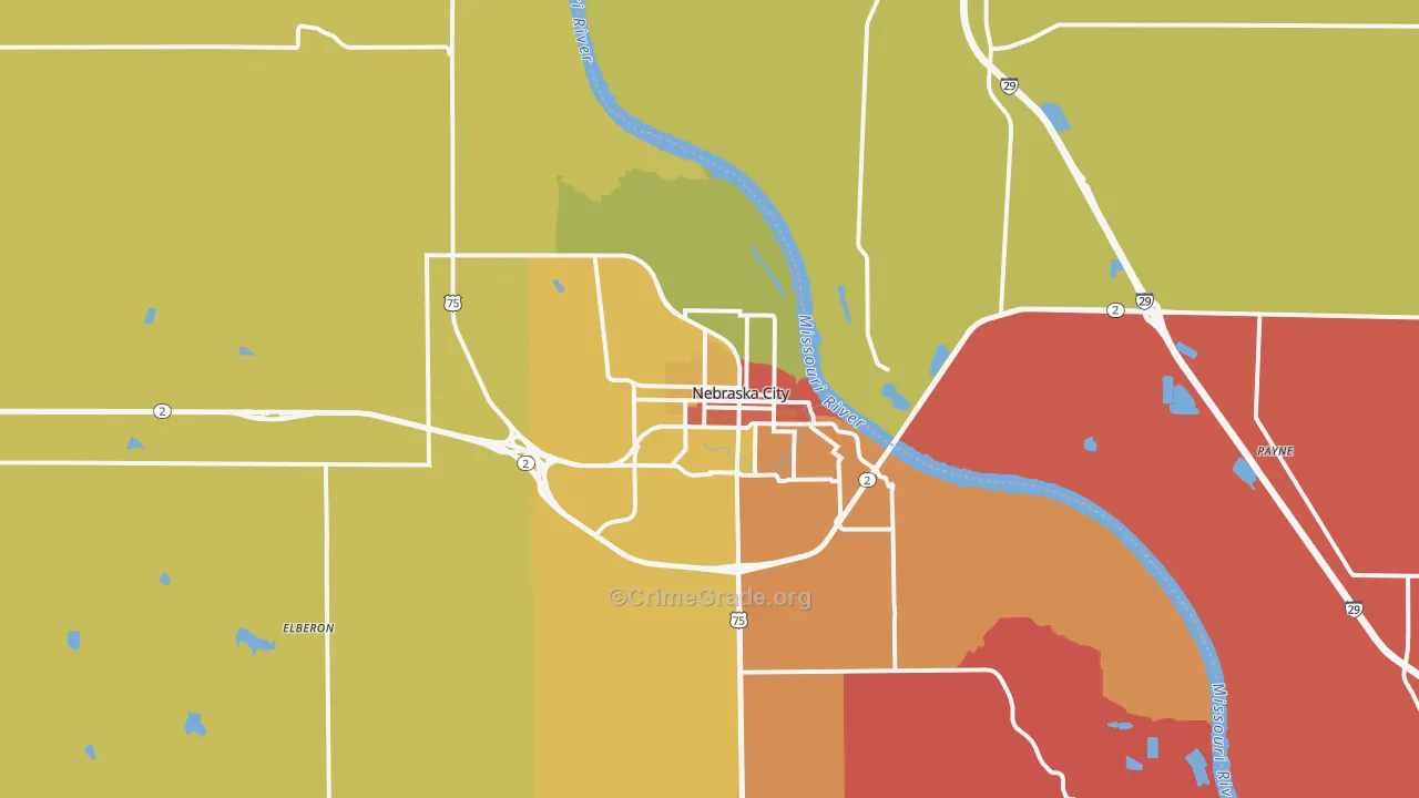 Nebraska City, NE Map of Murder Rates