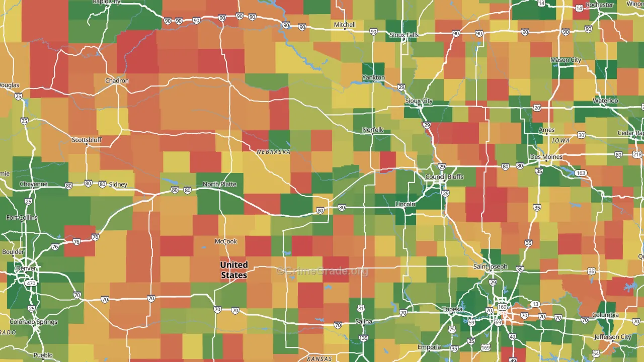 Nebraska Map of Murder Rates