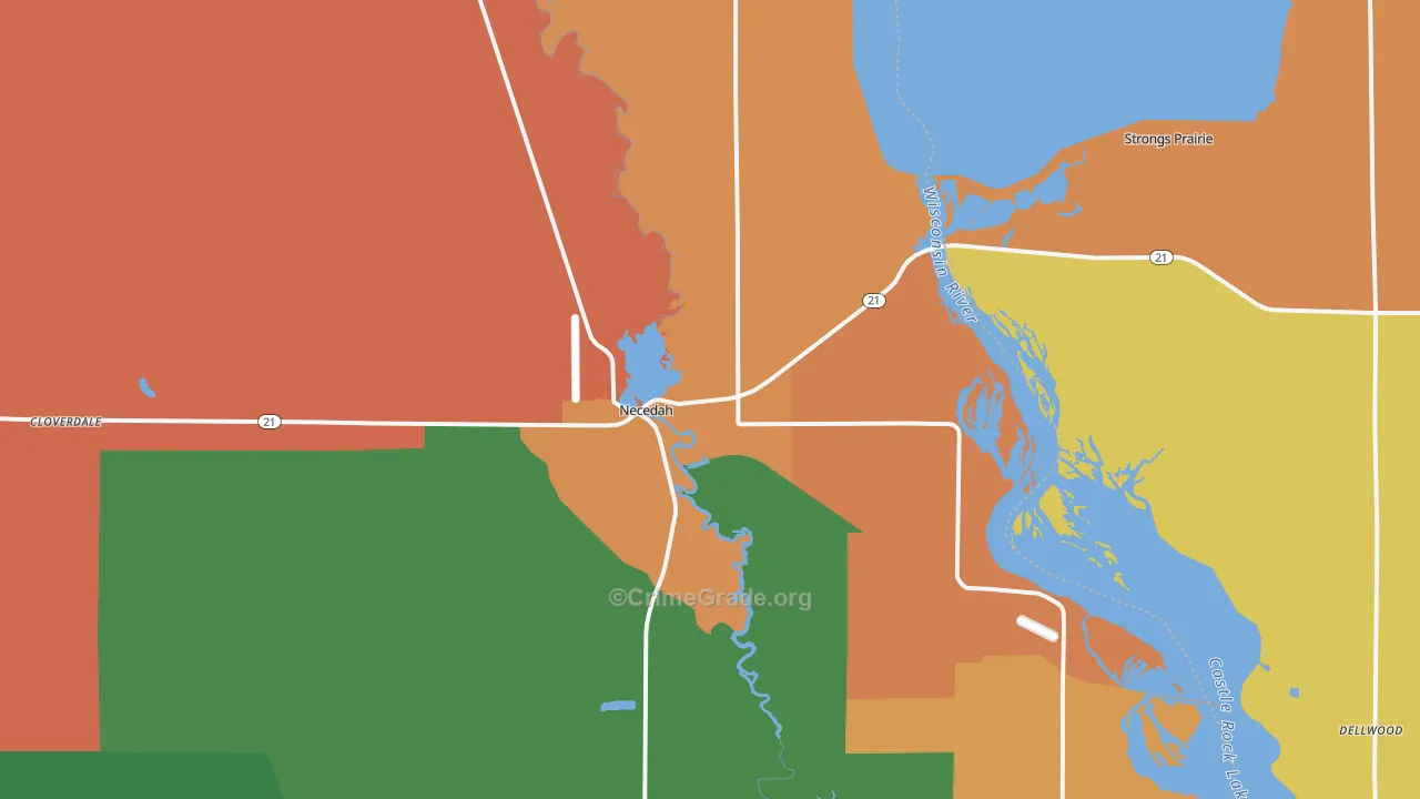 Necedah, WI Map of Murder Rates