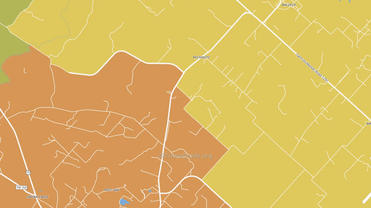 Nechanitz, TX Map of Murder Rates