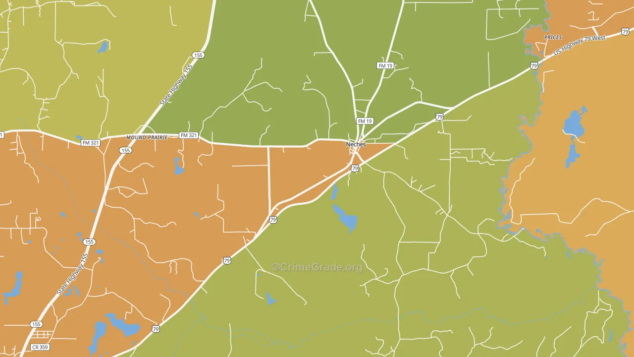 Neches, TX Map of Murder Rates