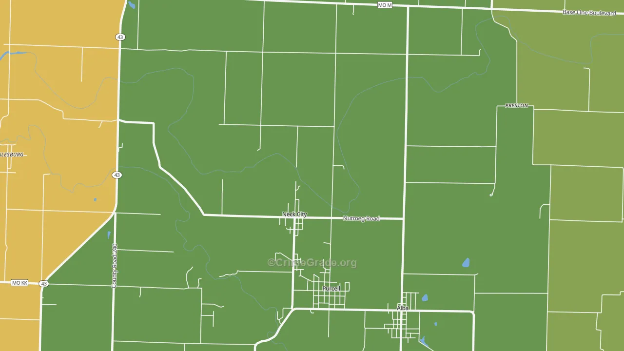 Neck City, MO Map of Murder Rates