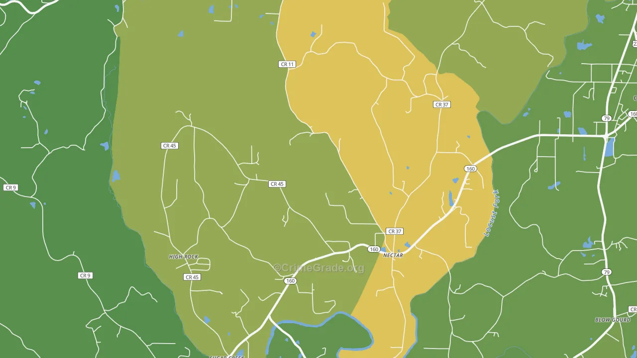 Nectar, AL Map of Murder Rates