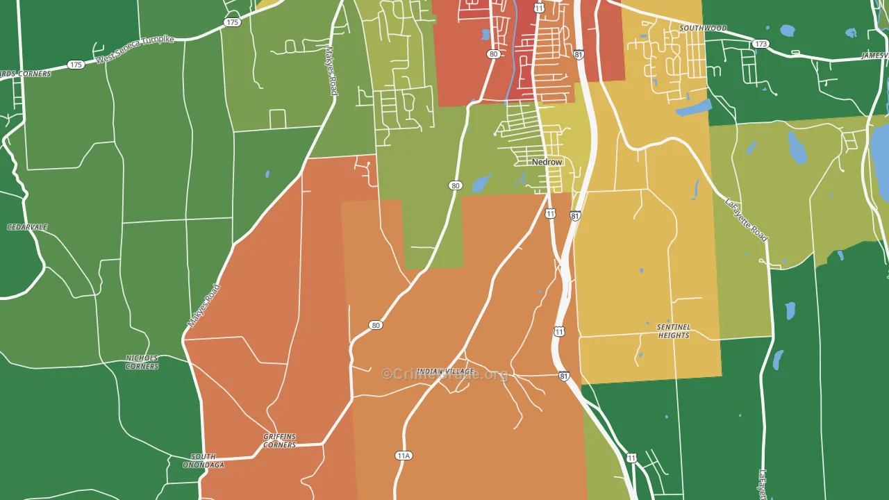 Nedrow, NY Map of Murder Rates