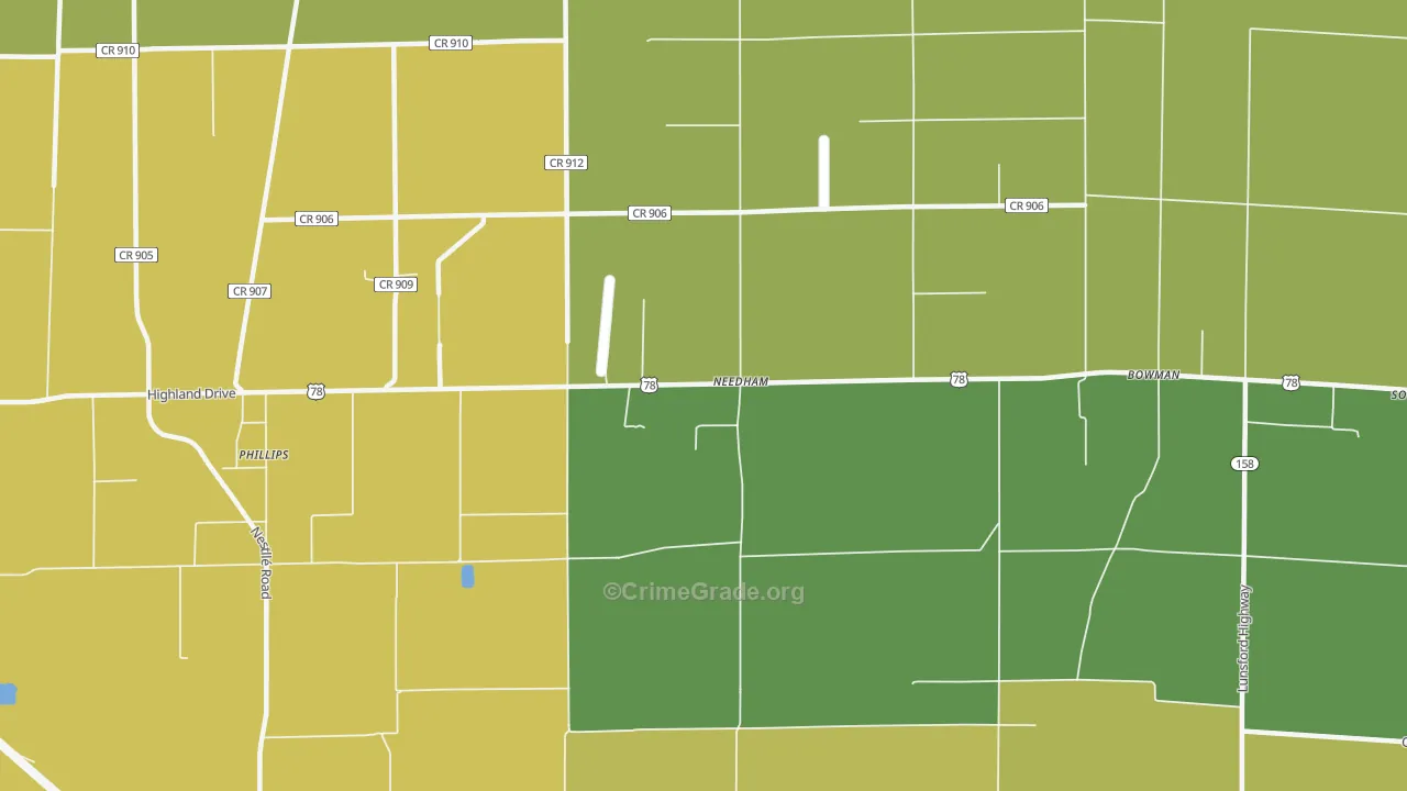 Needham, AR Map of Murder Rates