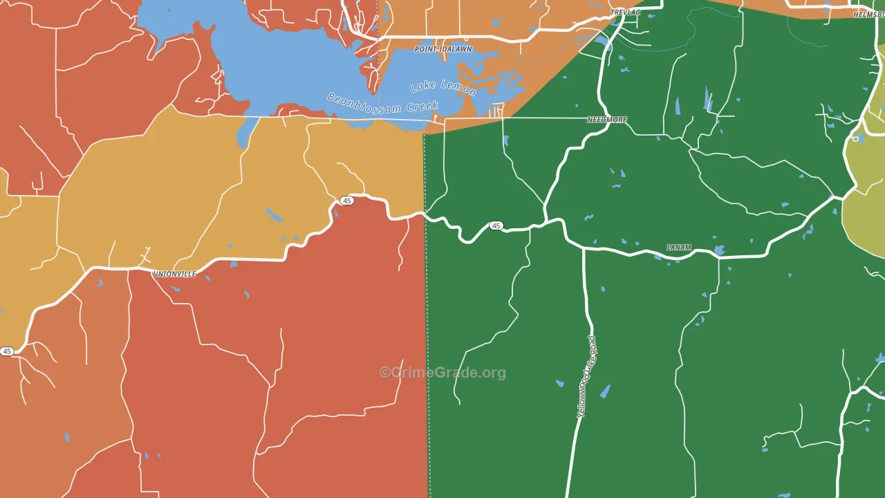 Needmore, IN Map of Murder Rates