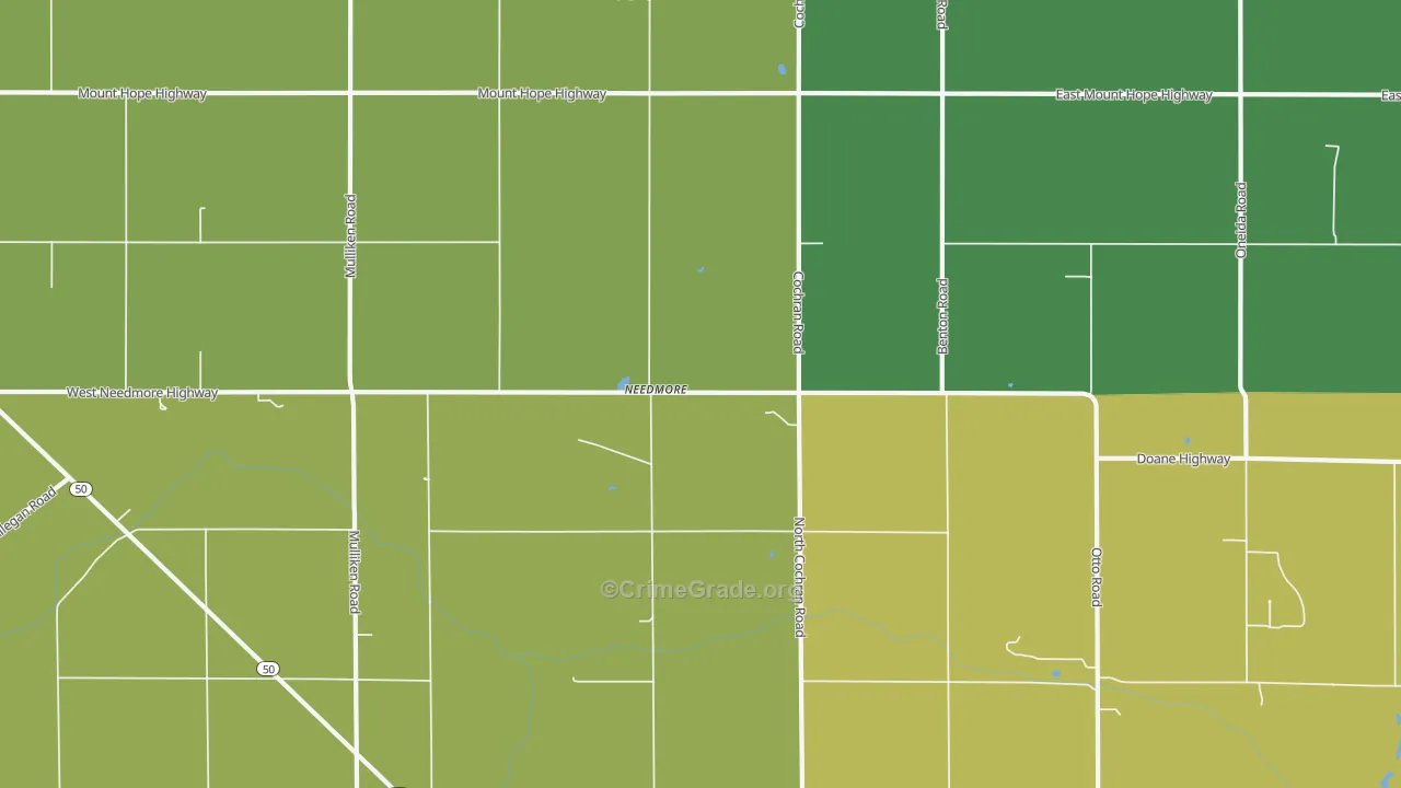 Needmore, MI Map of Murder Rates