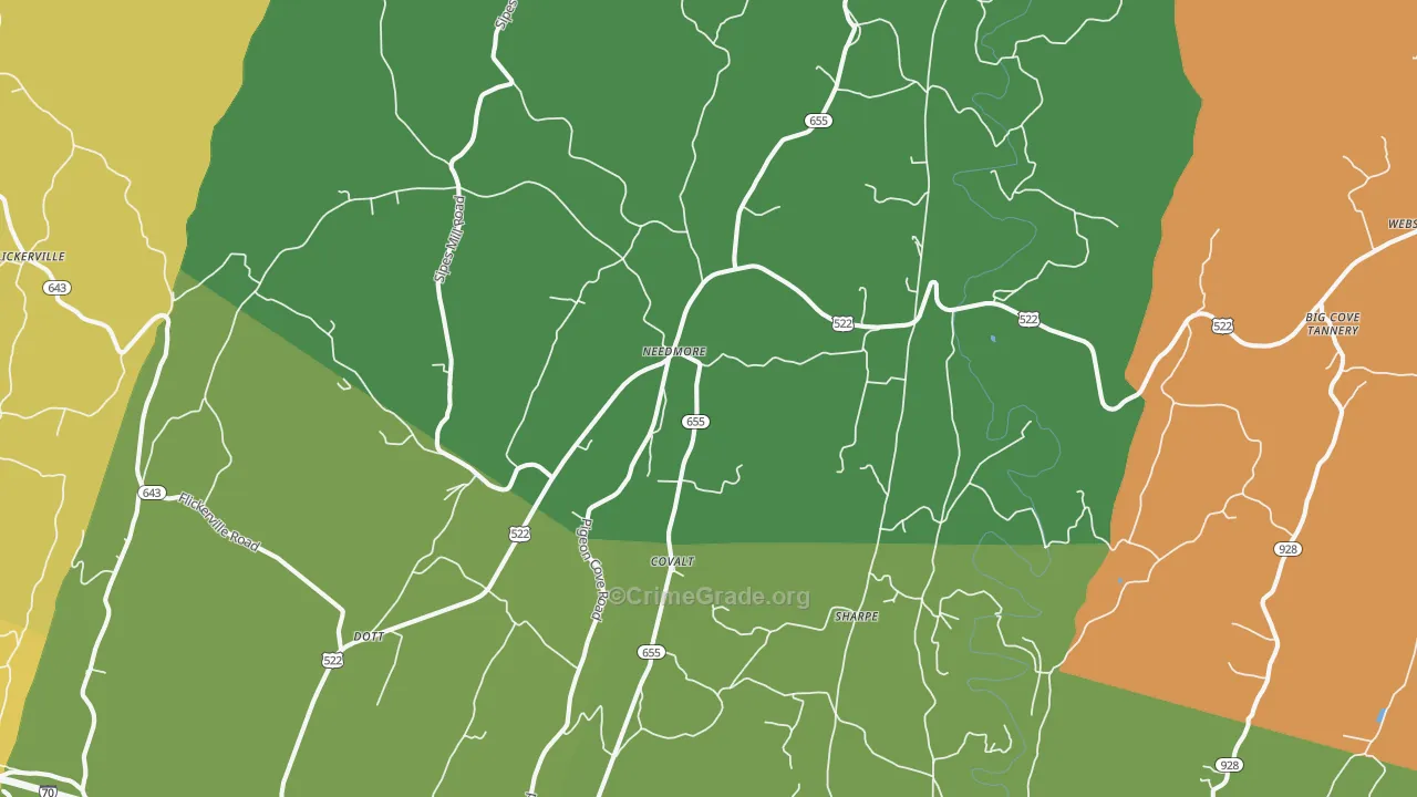 Needmore, PA Map of Murder Rates