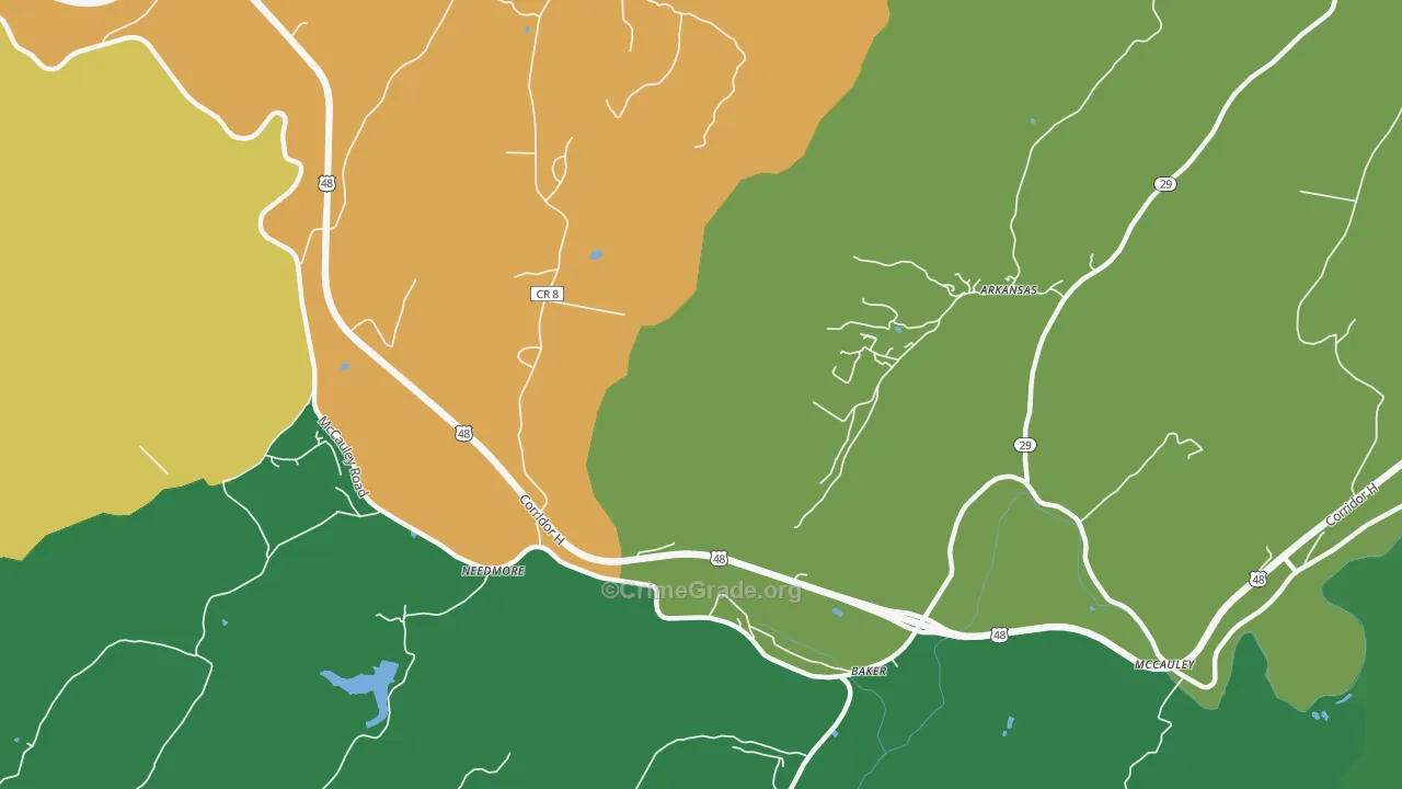 Needmore, WV Map of Murder Rates