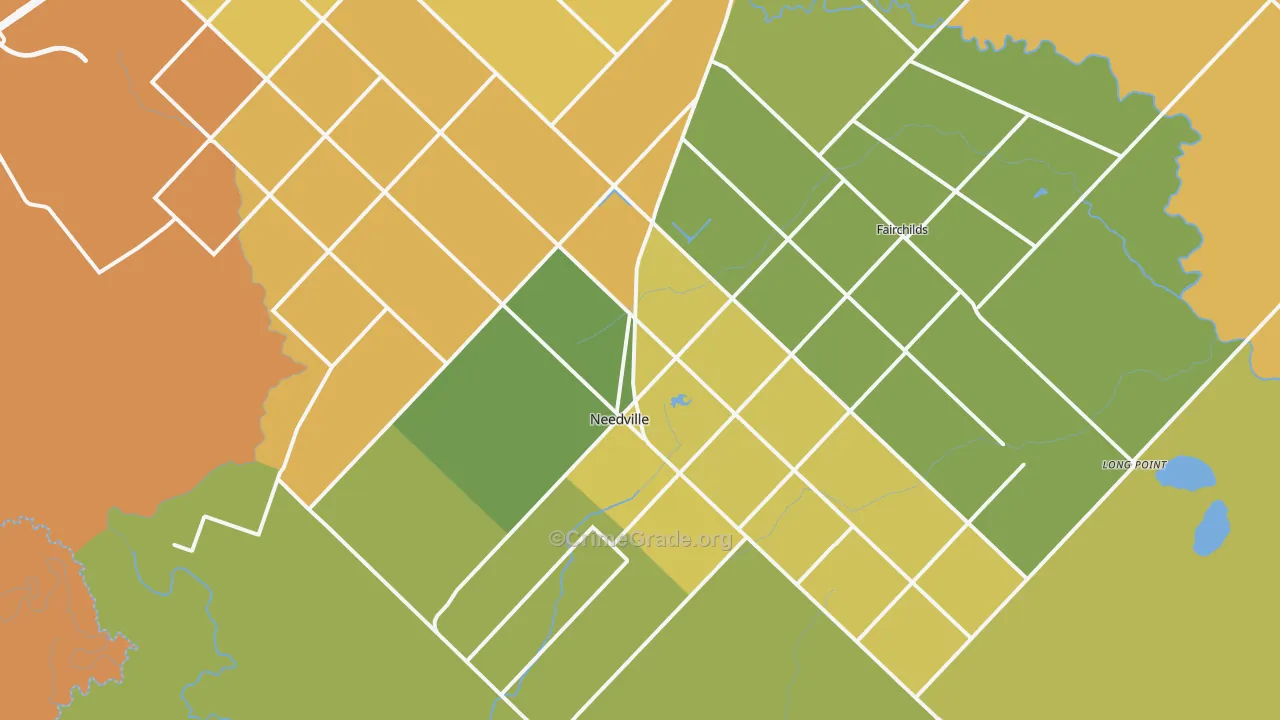 Needville, TX Map of Murder Rates
