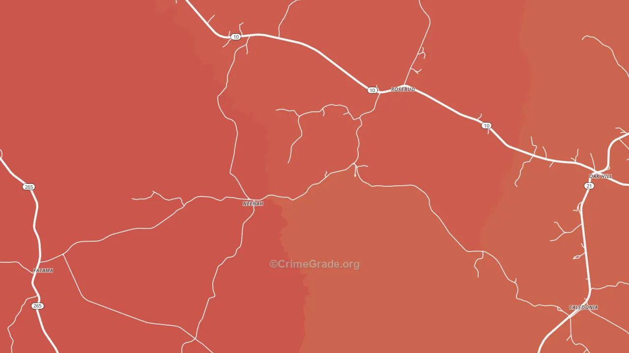 Neenah, AL Map of Murder Rates