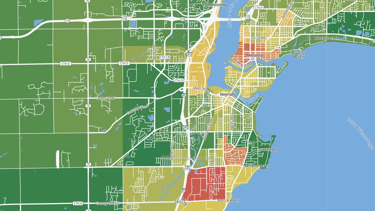 Neenah, WI Map of Murder Rates