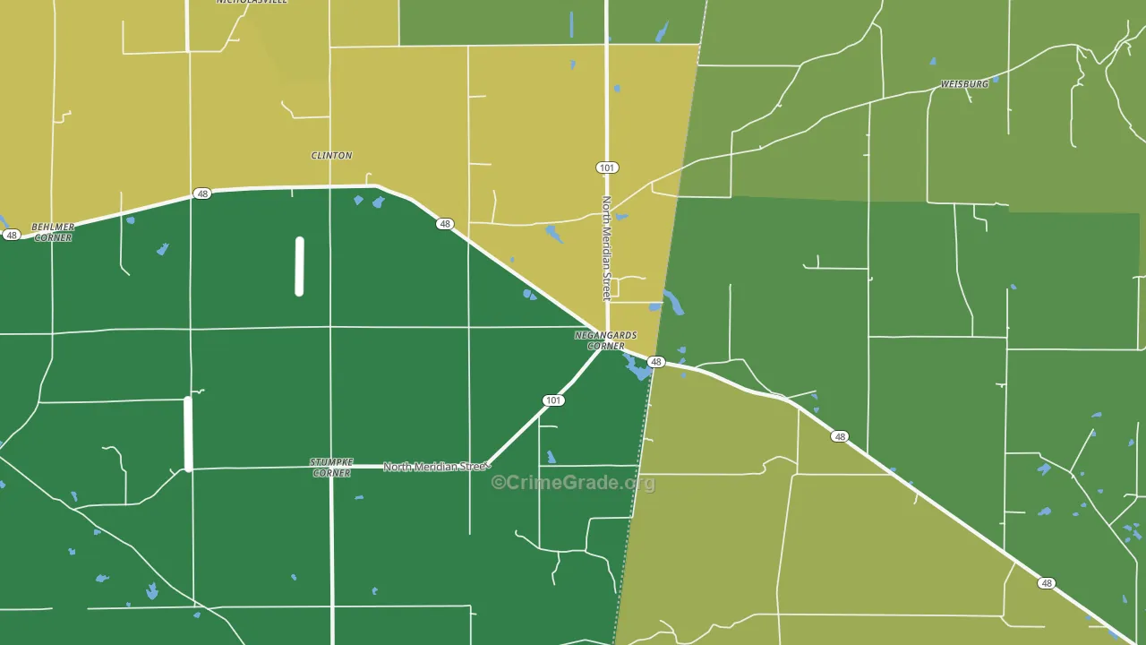 Negangards Corner, IN Map of Murder Rates