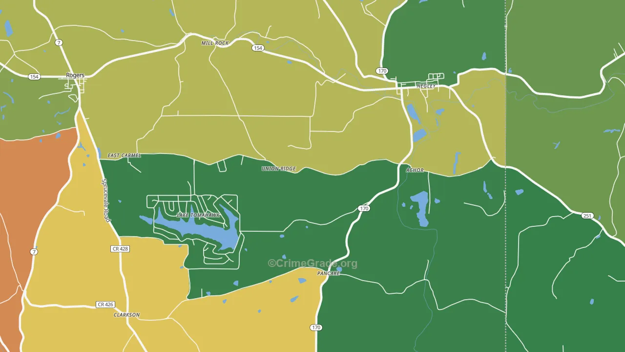 Negley, OH Map of Murder Rates
