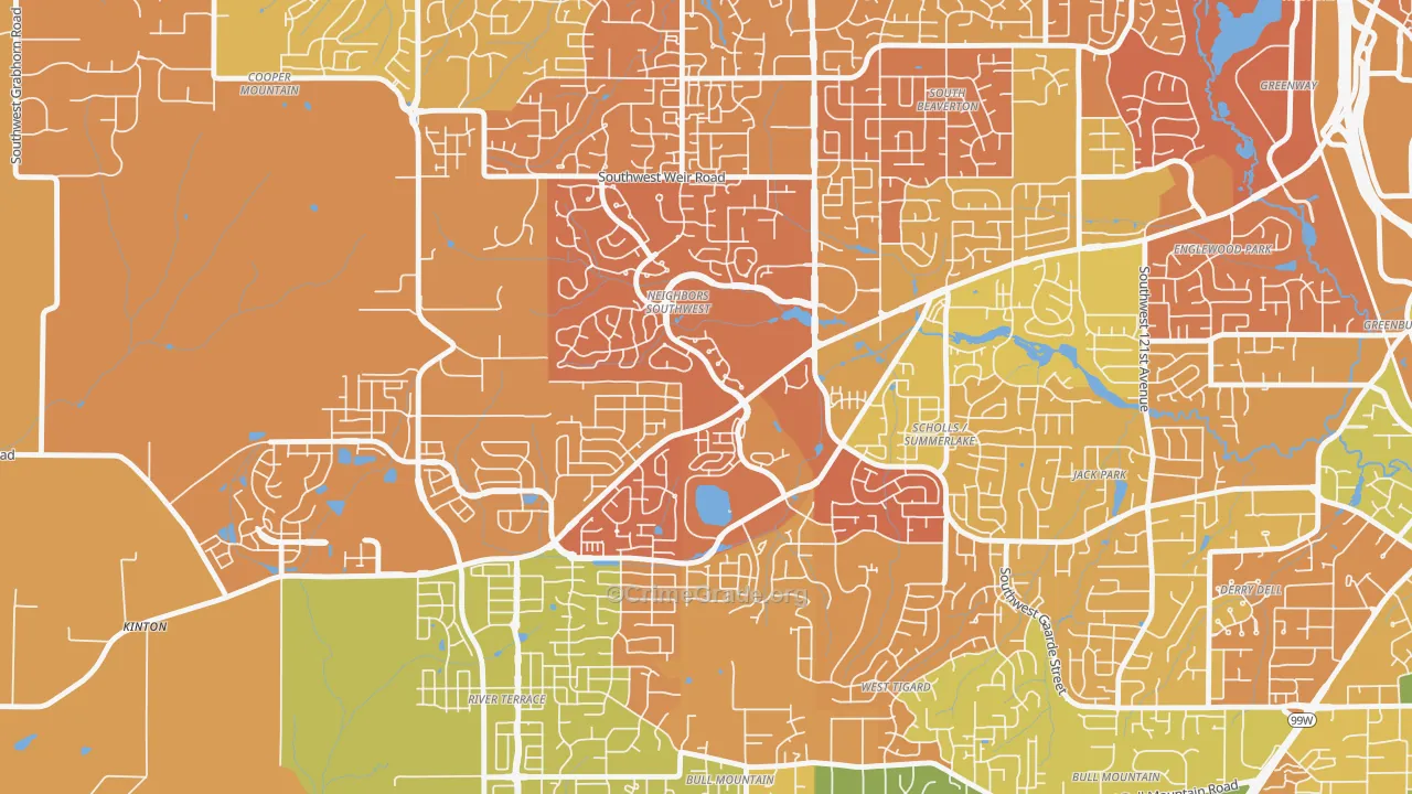 Neighbors Southwest, Beaverton, OR Map of Murder Rates