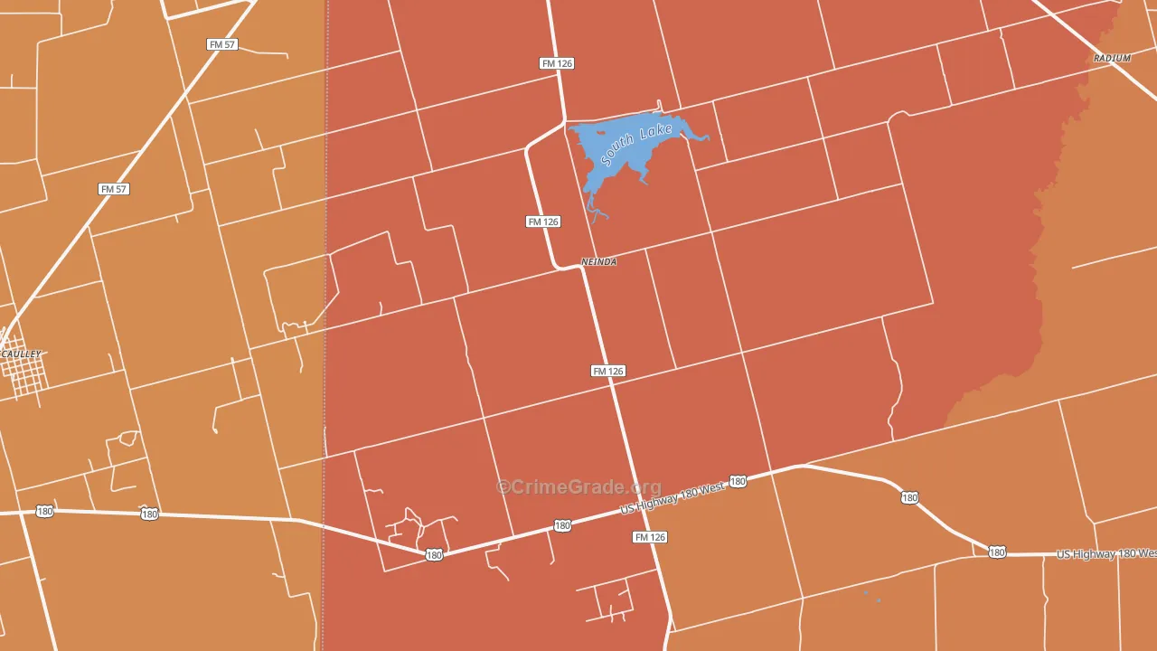 Neinda, TX Map of Murder Rates