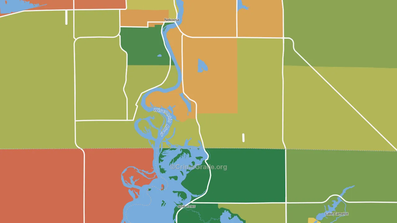Nekoosa, WI Map of Murder Rates