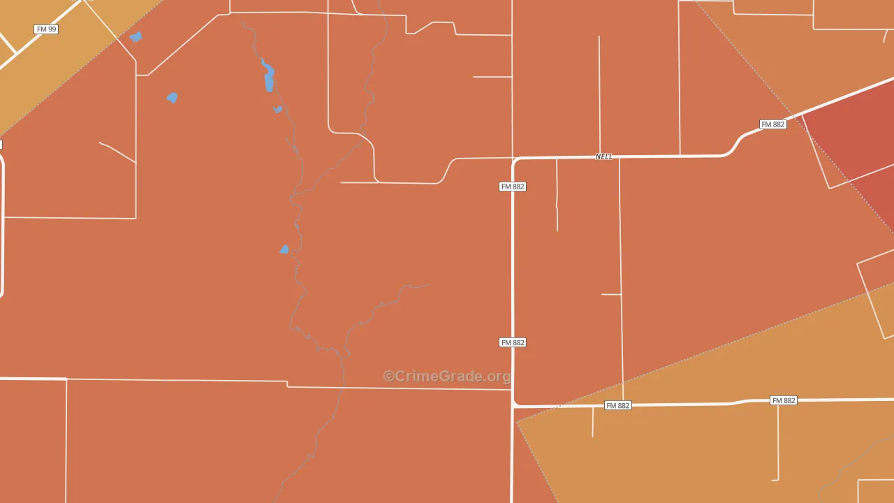 Nell, TX Map of Murder Rates