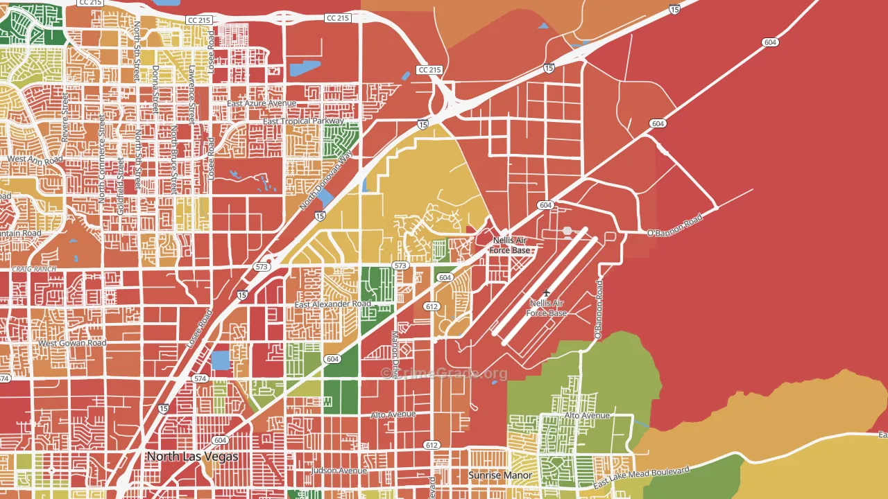 Nellis Afb, NV Map of Murder Rates