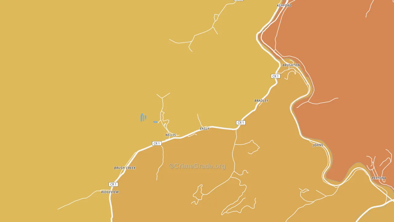 Nellis, WV Map of Murder Rates