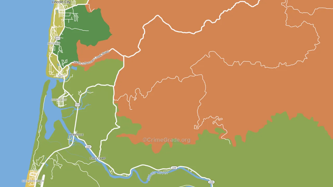 Nelscott, OR Map of Murder Rates