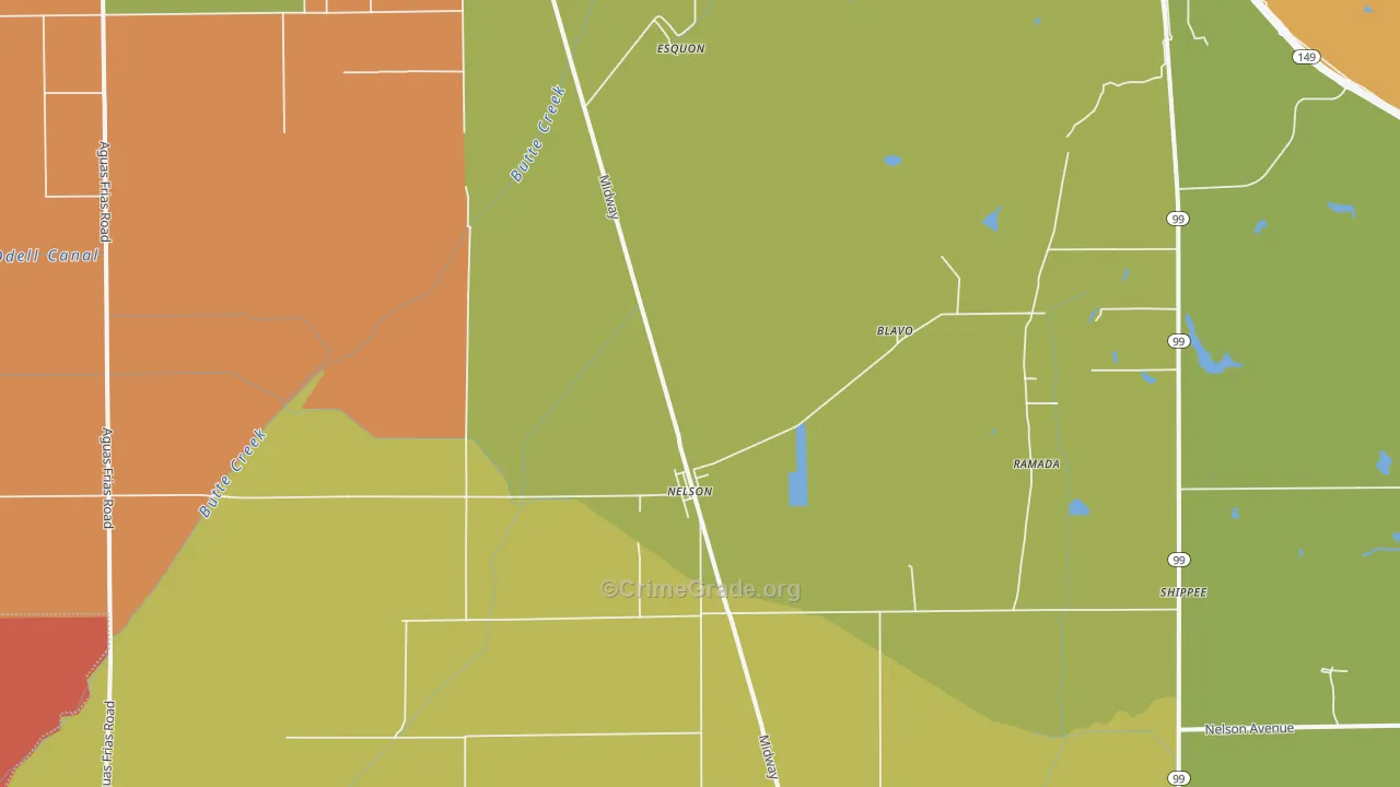 Nelson, CA Map of Murder Rates