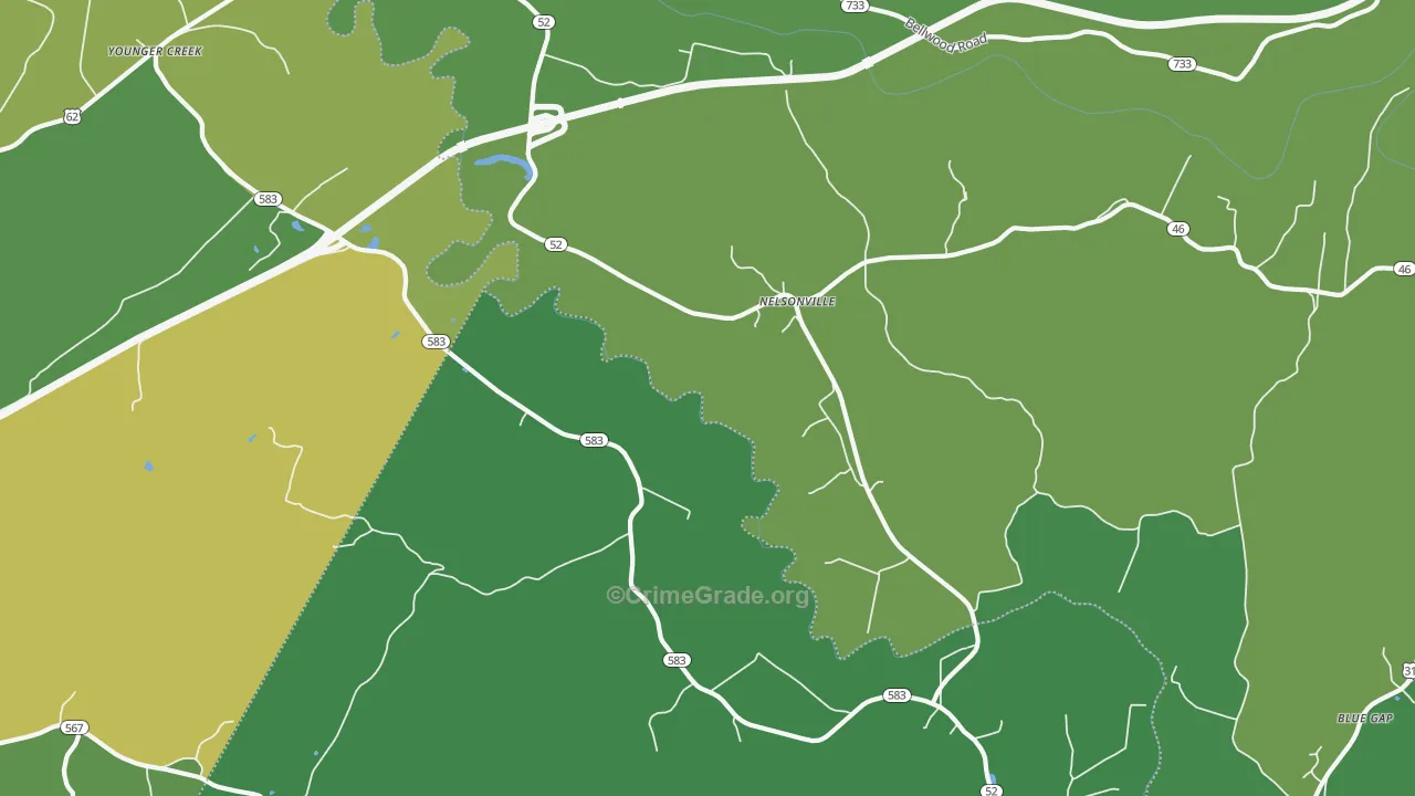 Nelsonville, KY Map of Murder Rates