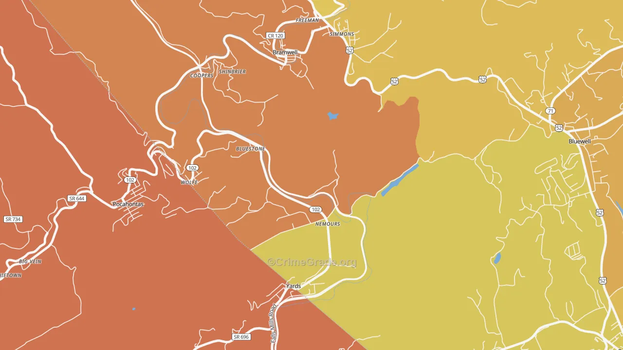 Nemours, WV Map of Murder Rates