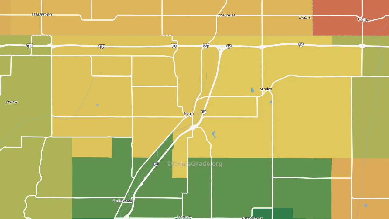 Neola, IA Map of Murder Rates