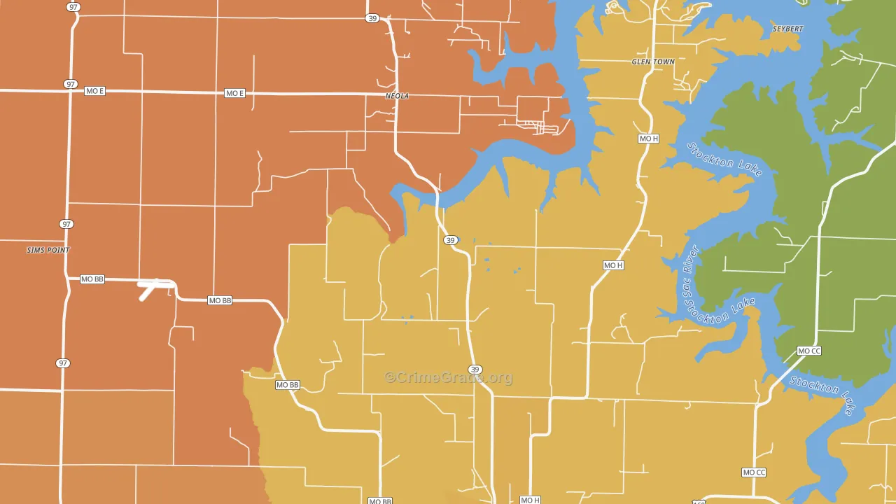 Neola, MO Map of Murder Rates