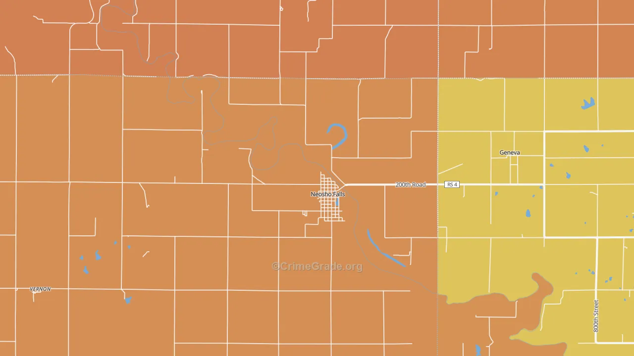 Neosho Falls, KS Map of Murder Rates
