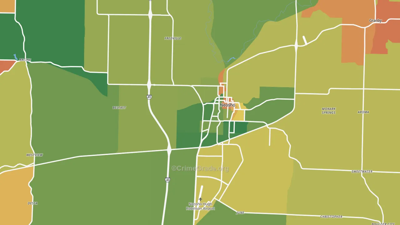 Neosho, MO Map of Murder Rates