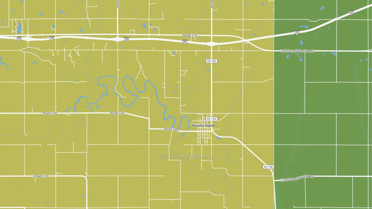 Neosho Rapids, KS Map of Murder Rates