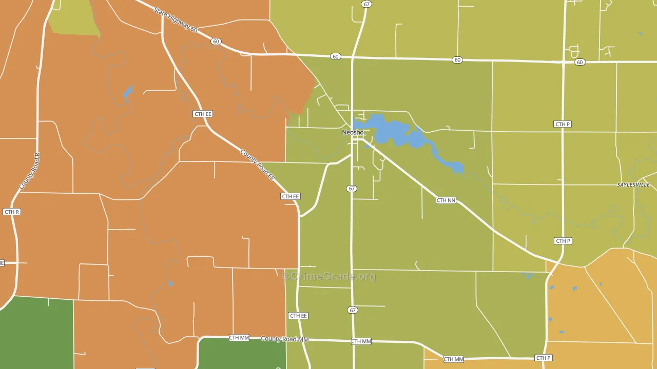 Neosho, WI Map of Murder Rates
