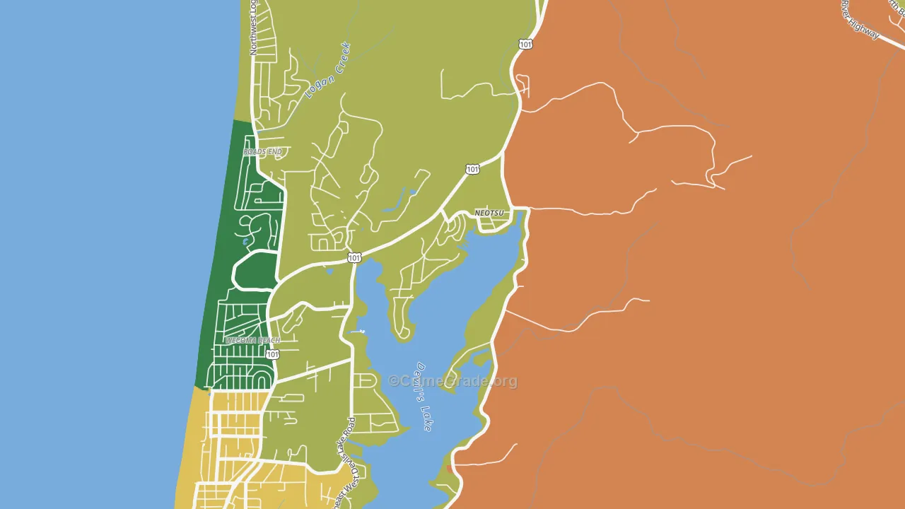Neotsu, OR Map of Murder Rates