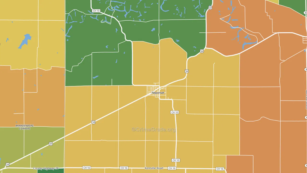 Neponset, IL Map of Murder Rates